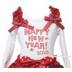 White Tank Top Red Sequins Ruffles Minnie Dots Bow & Sparkle Rhinestone Happy New Year 2016 Print TB1402